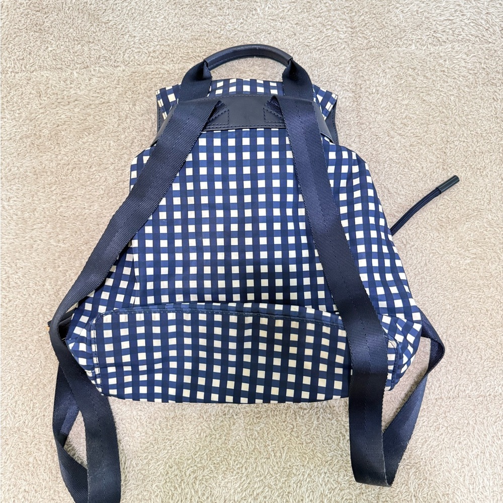 Tory Burch Navy and White Checkered Backpack Purse - Picture 2 of 6